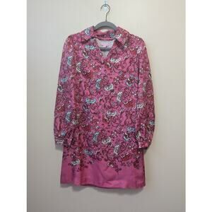 Lilly Pulitzer Wayles Hotty Pink Ring My Chimes Silk Tunic Shirt Dress Size 0